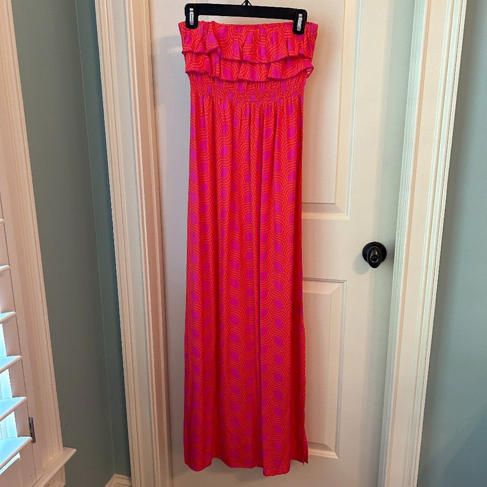 Escapada strapless pink and orange dress